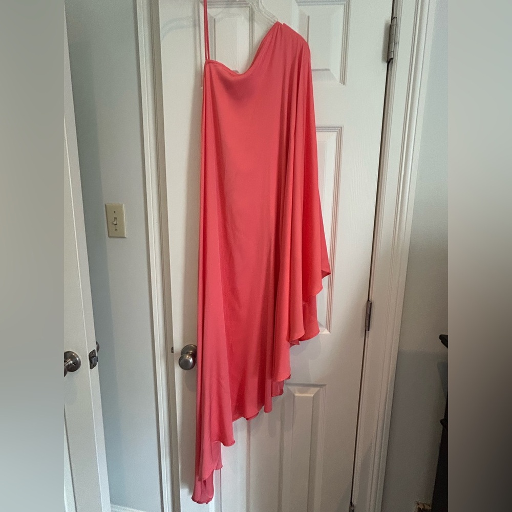 NWT Washable Silk Asymmetrical Coral Dress